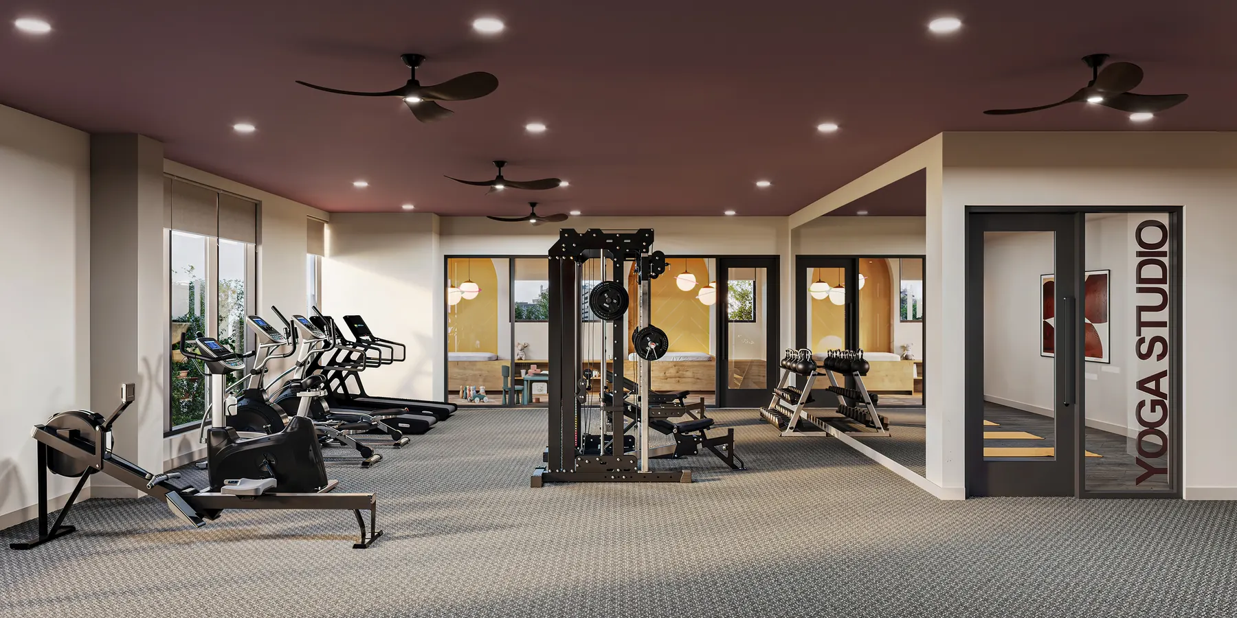 Roers Harlow Amenity Fitness F — 3D architectural rendering by KONTEXT