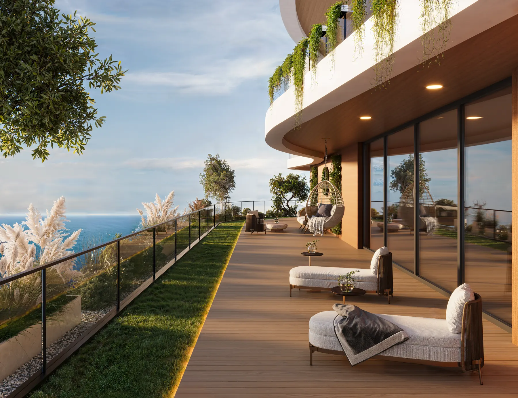 Seacross - Luxury Balcony View — 3D architectural rendering by KONTEXT
