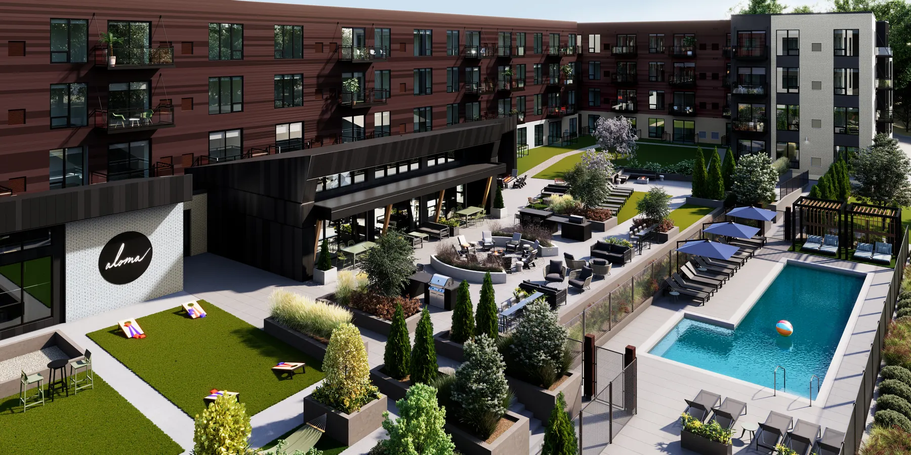 Greco Shoreview Courtyard 01 F — 3D architectural rendering by KONTEXT