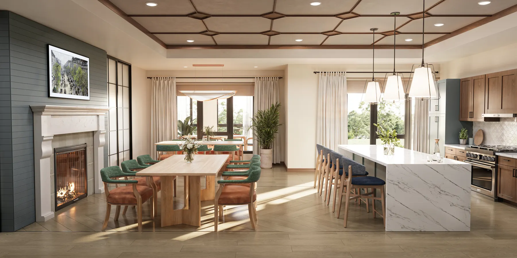 The Ensley Private Dining Prefinal — 3D architectural rendering by KONTEXT
