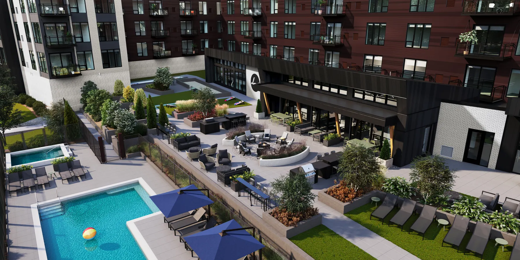 Greco Shoreview Courtyard 02 F — 3D architectural rendering by KONTEXT