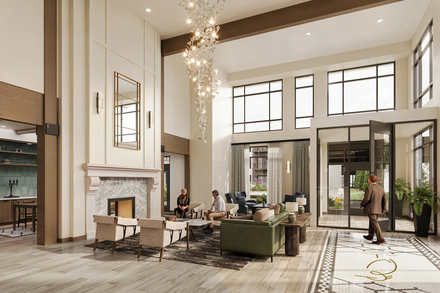 Greco Minnetonka Amenity Lobby F — 3D architectural rendering by KONTEXT