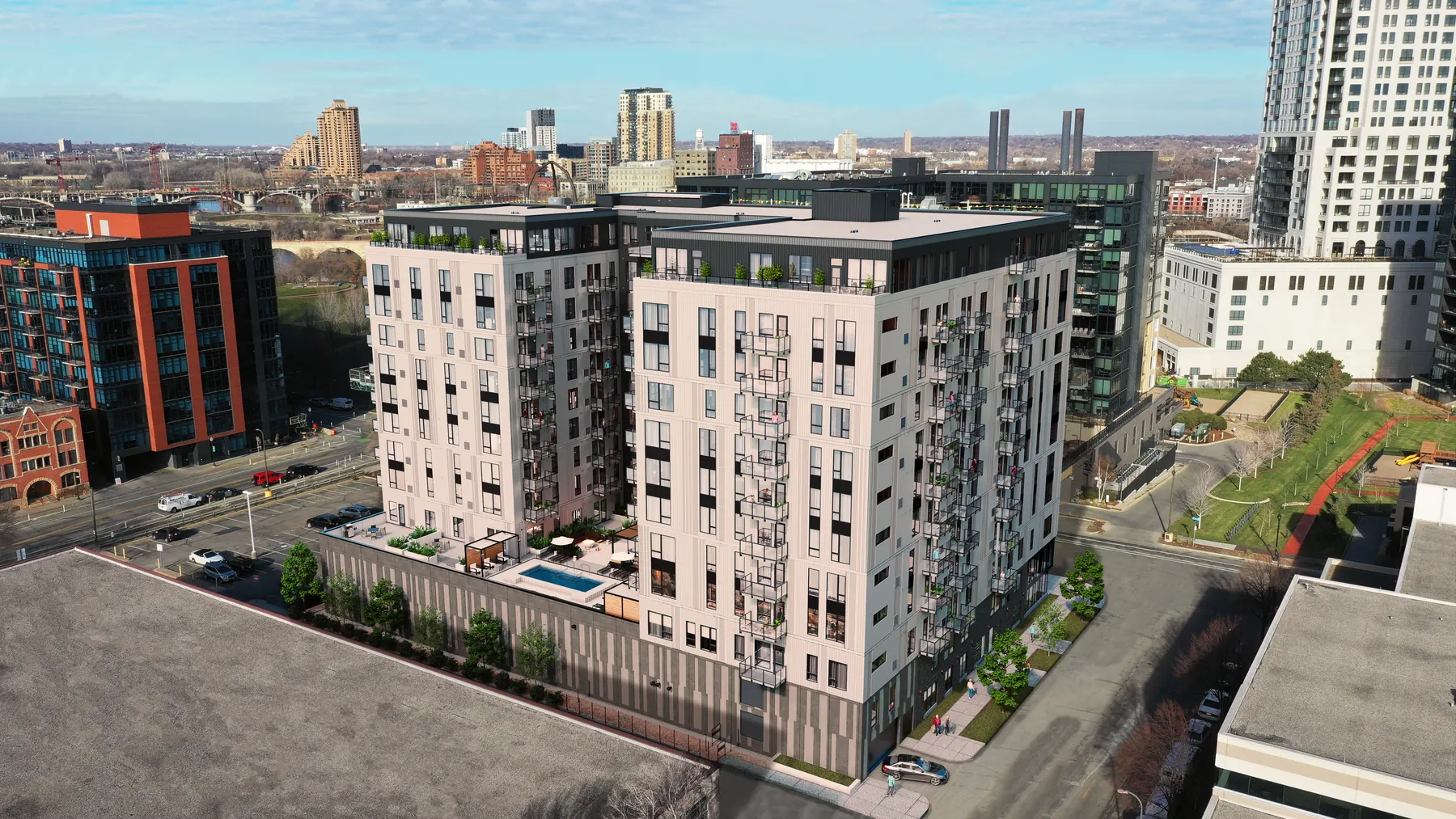 ForteOnThePark Exterior F 01 — 3D architectural rendering by KONTEXT