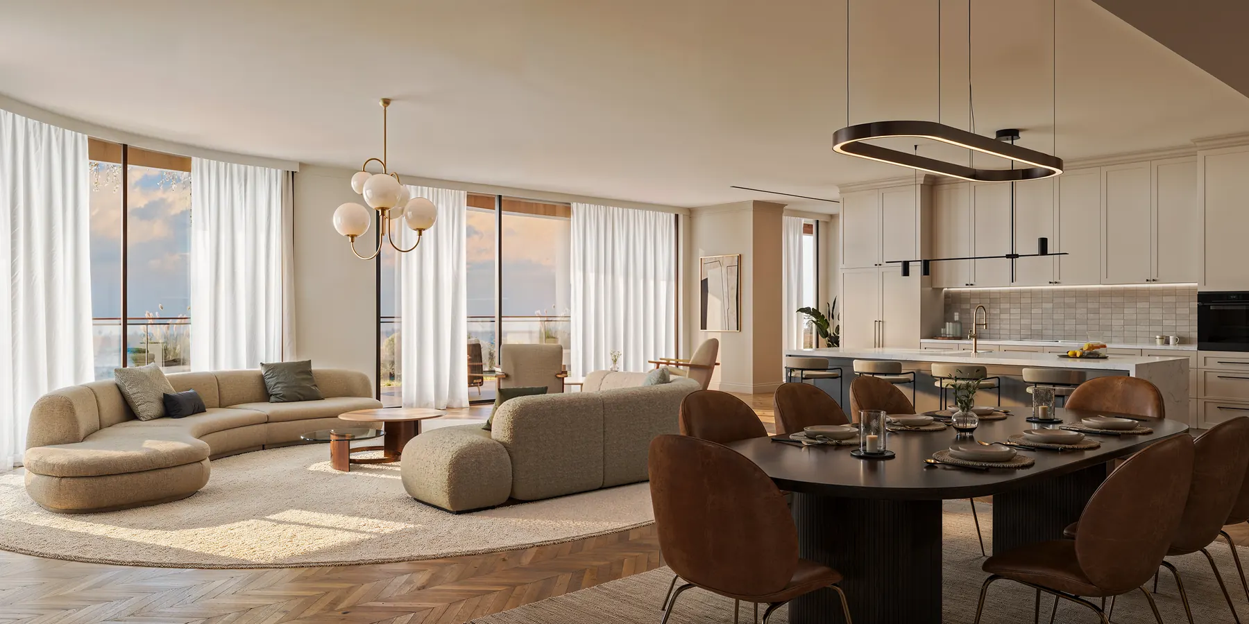 Seacross - Living room Luxury Unit -render 3 — 3D architectural rendering by KONTEXT