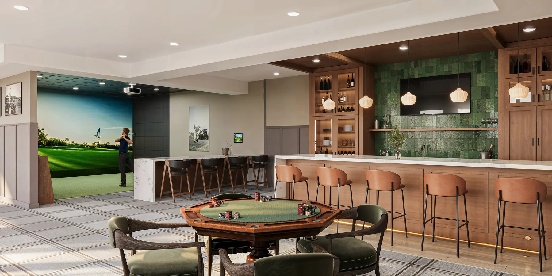 Greco Minnetonka Amenity GolfSimulator F — 3D architectural rendering by KONTEXT